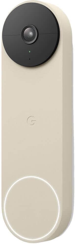 Google Nest Doorbell (Battery) - Linen | 6x digital zoom video doorbell, HD, 24/7 live view, Night vision, HDR, works with Google Home & Gemini