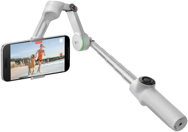 Insta360 Flow 2 PRO Gimbal Stabilizer for Smartphone, AI-Powered Tracking, 3-Axis Stabilization, Built-in Tripod, Portable & Foldable, Deep Track 4.0 Auto Tracking Phone Stabilizer Creator - White