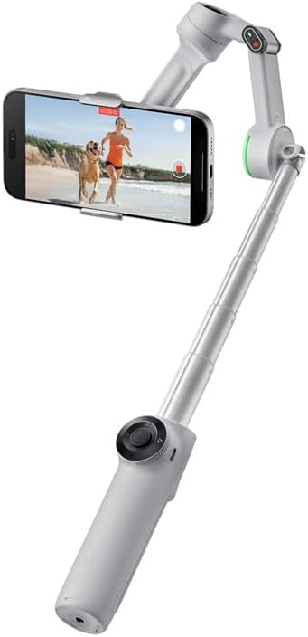 Insta360 Flow 2 PRO Gimbal Stabilizer for Smartphone, AI-Powered Tracking, 3-Axis Stabilization, Built-in Tripod, Portable & Foldable, Deep Track 4.0 Auto Tracking Phone Stabilizer Creator - White