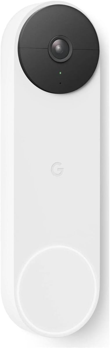 Google Nest Doorbell (Battery) - Snow | 6x digital zoom video doorbell, HD, 24/7 live view, Night vision, HDR, works with Google Home & Gemini