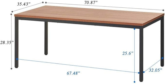Large Table 35x70 Inches Computer Desk/Dining Table, Office Desk Sturdy Writing Workstation for Home Office Modern Simple Sturdy Laptop Study Table- Walnut