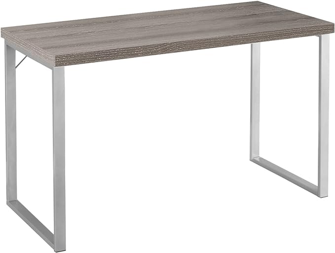 Monarch Specialties 7155 Computer Desk, Home Office, Laptop, 48" L, Work, Metal, Laminate, Brown, Grey, Contemporary, Modern Desk-48 L Dark Taupe Silver, 47.25" L x 23.75" W x 30" H
