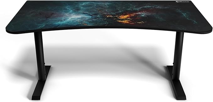 Arozzi Arena Special Edition Ultrawide Curved Gaming and Office Desk with Full Surface Water Resistant Desk Mat Custom Monitor Mount Cable Management Cut Outs - Omega