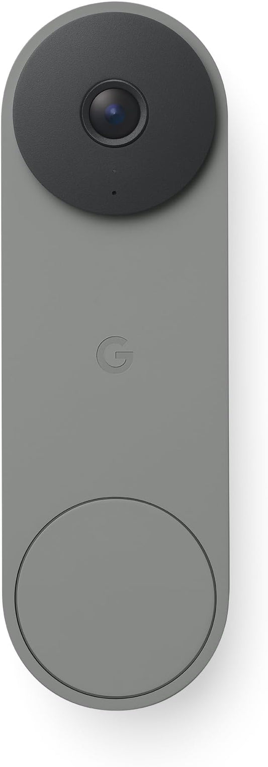 Google Nest Doorbell (Wired, 3rd Gen) - 2K Video, Live View - 2025 - Hazel | Video doorbell, 2K HDR, intelligent alerts, color night vision, 2-way audio, works with Google Home & Gemini