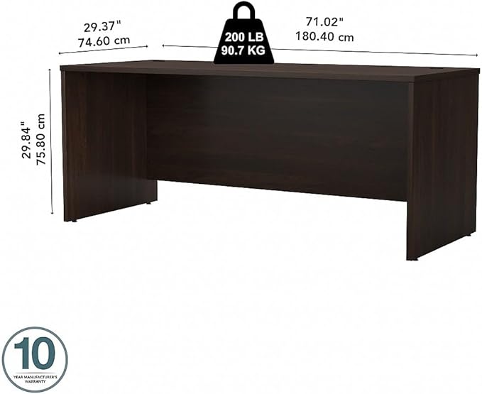 Bush Business Furniture Studio C Office Desk, Computer Table for Home or Professional Workspace, 72W x 30D, Black Walnut
