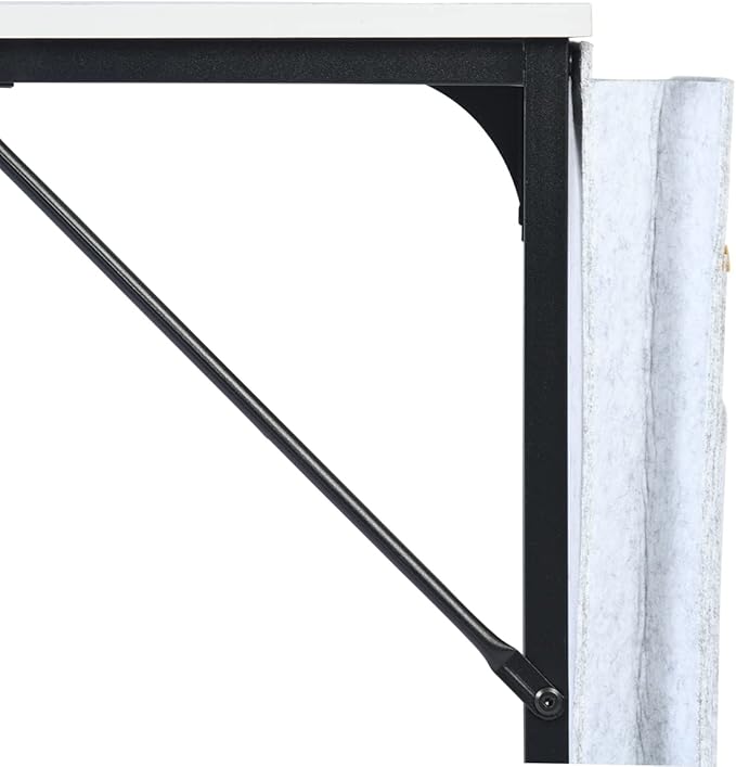 FurnitureR 39.4 inch Study Writing Table with Storage Bag Space Saving for Home Office, Modern PC Metal Frame Computer Desk, Black/White