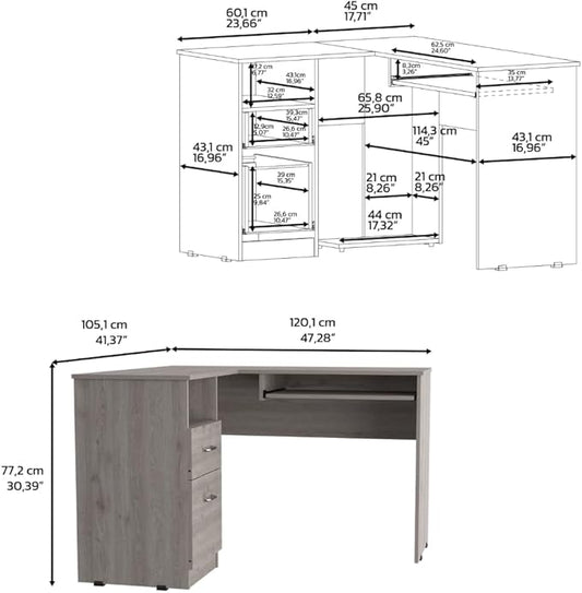 NicBex Kimberly-DW-00197-LWJ Home Office Desks, 47.2"x41.3"x30.4", Gray-1
