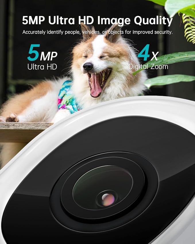 ZUMIMALL 2.5K Wired Cameras for Home Security, 2.4G/5G WiFi Outdoor Security Camera, 5MP, 24/7 Recording, AI Motion Detection, Cloud & SD Card Storage, 2-Way Audio, 360° PTZ Auto Tracking - 2-Pack