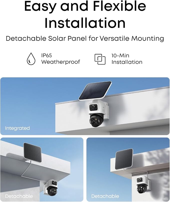 eufy Security eufyCam S4 2-Cam Kit, 4K Solar Wireless Outdoor Security System,3-Lens Bullet-PTZ cam, 360° Coverage,Cross-Cam Track, AI Facial Recognition, 8X Zoom,0 Monthly Fee,Expandable up to 16TB