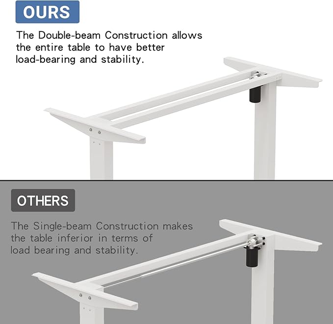 Adjustable Height Electric Standing Desk - 55 x 30 Inch Sit Stand Computer Desk with Splice Board, Stand Up Desk Table for Home Office, White Frame/Oak Top(with Radian)
