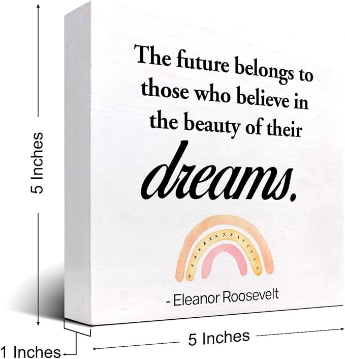 Dreams Wood Box Signs,Motivational Wood Plaque Sign,Inspirational Wooden Block Sign Decor for Home Office Shelf Desk Table Decoration C1070