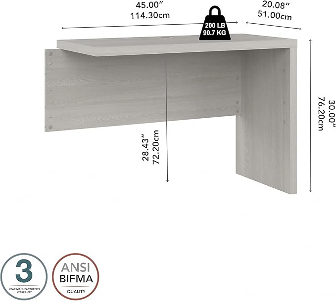 Bush Business Furniture Echo Desk Return/Bridge, Gray Sand