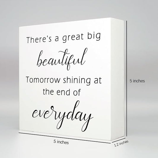 Office Desk Decor Funny Signs Funny Office Decor There's a Great Big Beautiful Tomorrow Wood Signs Home Decor Office Decorations for Work Farmhouse Office Decor Funny Home Decor Gifts (5x5inch)