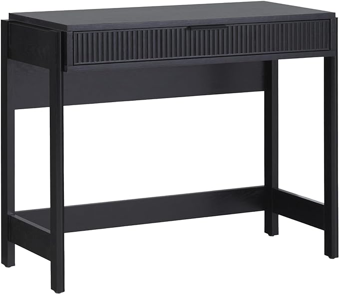 Walker Edison Office Writing and Computer Desk Spacious Desktop, Complementary in Living Spaces, 38 Inch, Reeded Black