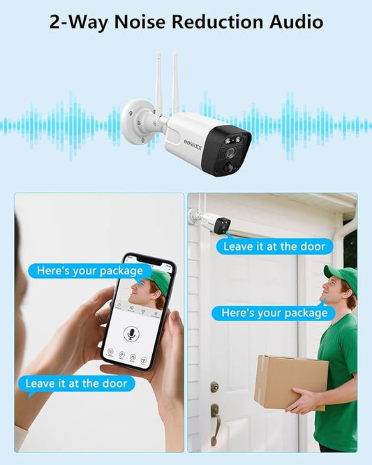(2026 Update) Wireless WiFi Outdoor Security Camera System with Dual Antenna Cameras, 55% Stronger Signal, 130° Wide Angle, 2-Way Audio, No Monthly Fee, Home NVR Security System