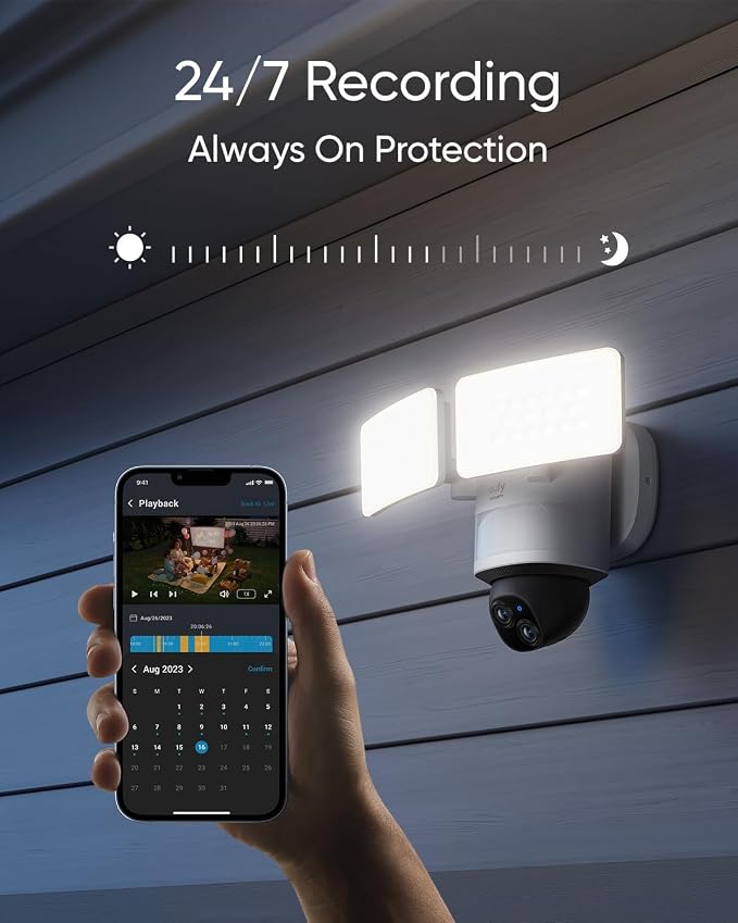 eufy Security Floodlight Wired Camera E340 2pack+Homebase3, Security Camera Outdoor, 355° Pan & Tilt, 24/7 Recording, 2000 LM, Motion Detection, Dual Cam, No Monthly Fee,Expandable Storage up to 16TB