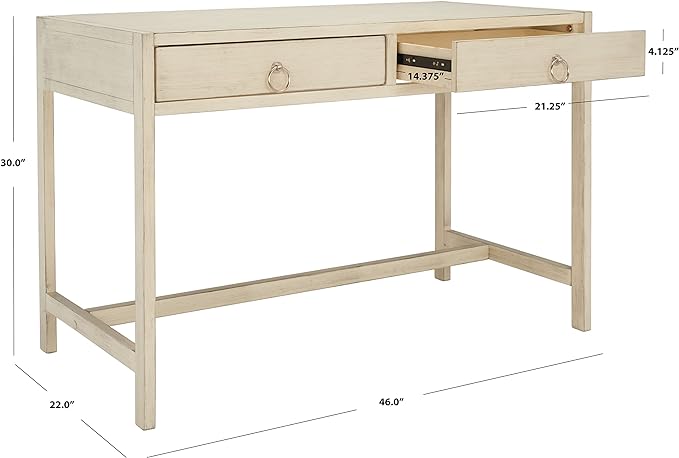 SAFAVIEH Home Collection Esther Antique White 2-Drawer Desk, Medium