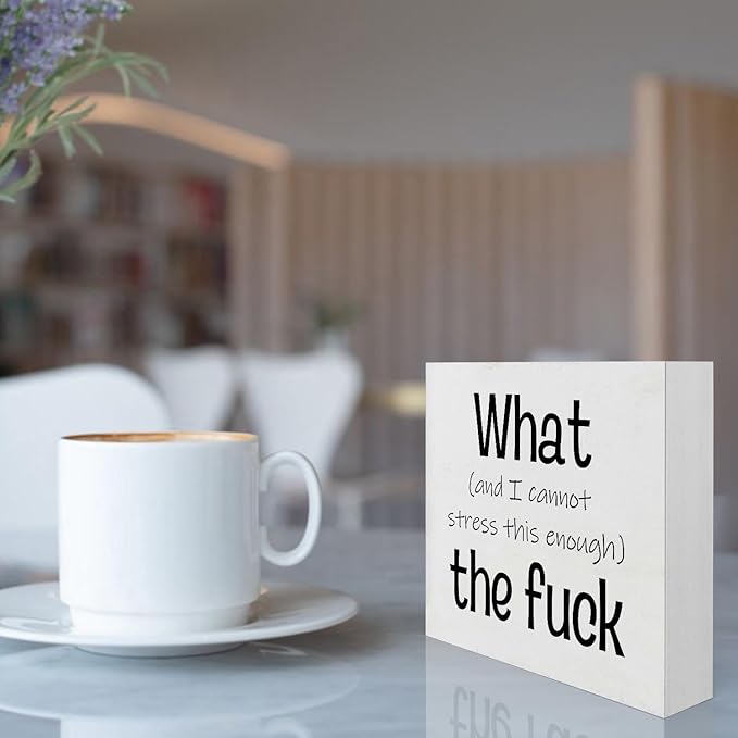 Funny Desk Decor Office Decorations for Work Funny Office Decor What and I Cannot Stress This Enough the Fuck Cool Office Decor Wooden Signs for Home Decor Office Desk Decor Funny Signs (5x5inch)