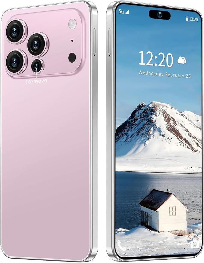 17 PMAX Unlocked Cell Phone,16GB+512GB Smartphone,6.99" HD Screen Android 15 5G Phones,Battery 7000mAh Android The Phone,Fingerprint Button Unlock/GPS/Face ID/Dual SIM/5G (Pink)