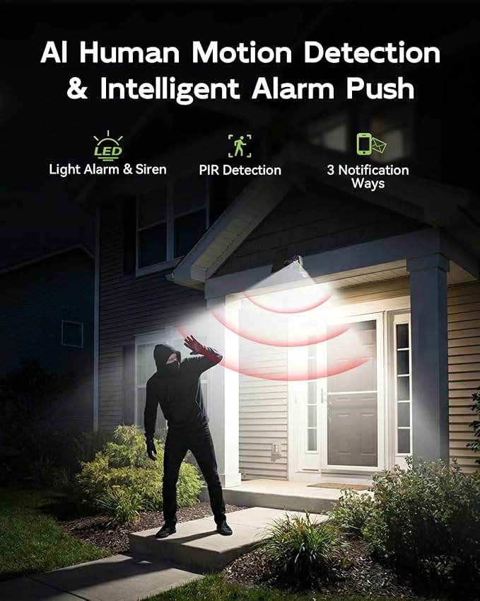 4-Pack 2K 5G Solar Security Cameras Wireless Outdoor for Home | Solar-Powered Camera for Home with Full Color Night Vision, PIR Detection, IP66/Alexa/2 Way Talk,5G/2.4GHz WiFi