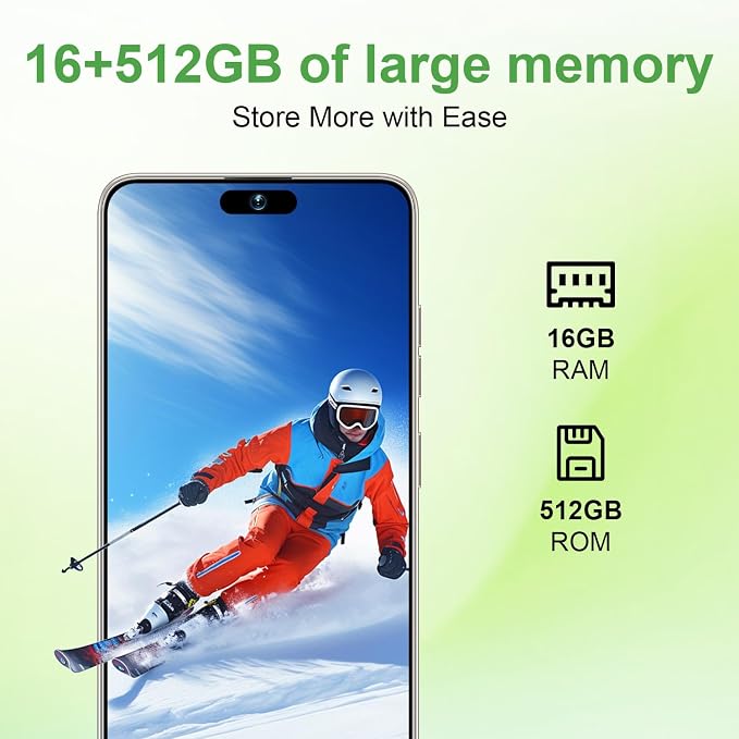 17 PMAX Unlocked Cell Phone,16GB+512GB Smartphone,6.99" HD Screen Android 15 5G Phones,Battery 7000mAh Android The Phone,Fingerprint Button Unlock/GPS/Face ID/Dual SIM/5G (Gold)