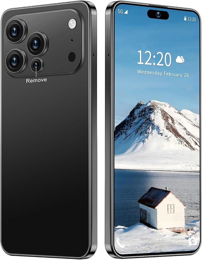 17 PMAX Unlocked Cell Phone,16GB+512GB Smartphone,6.99" HD Screen Android 15 5G Phones,Battery 7000mAh Android The Phone,Fingerprint Button Unlock/GPS/Face ID/Dual SIM/5G (Black)