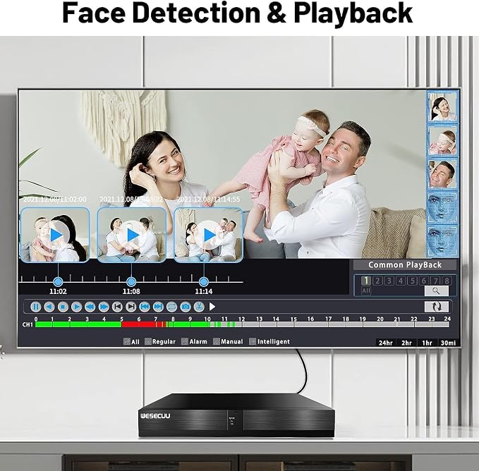 4K Security Camera System, 4pcs 2K PoE Wired Turret Cameras with Human Detection and 2 Way Talk, Color Night Vision, 8MP 4CH NVR with 1TB Hard Drive for 24/7 Local Recording, No Subscription (Black)