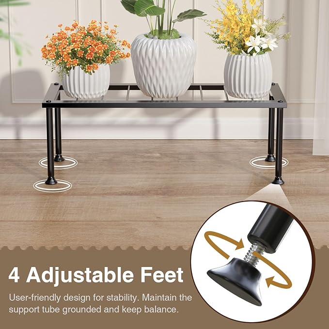 1 Tier Plant Stand: Ladder Plant Holder - Metal Flower Pot Stand - Heavy Duty Flower Rack for Living Room Patio Garden Corner Balcony and Courtyard.