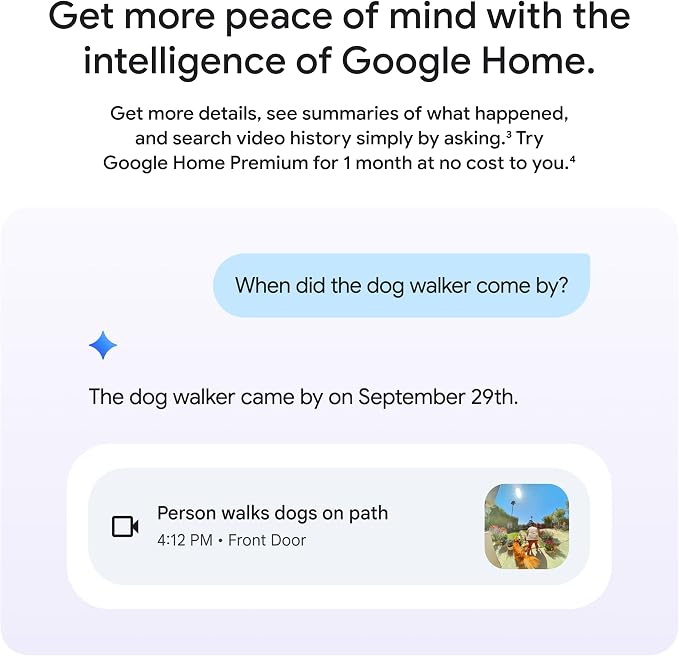 Google Nest Doorbell (Wired, 3rd Gen) - 2K Video, Live View - 2025 - Snow | Video doorbell, 2K HDR, intelligent alerts, color night vision, 2-way audio, works with Google Home & Gemini