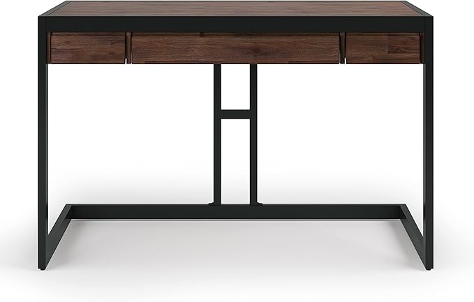 SIMPLIHOME Erina SOLID ACACIA WOOD Modern Industrial 48 Inch Wide Small Desk in Distressed Charcoal Brown, For the Office Desk, Writing Table, Workstation and Study Table
