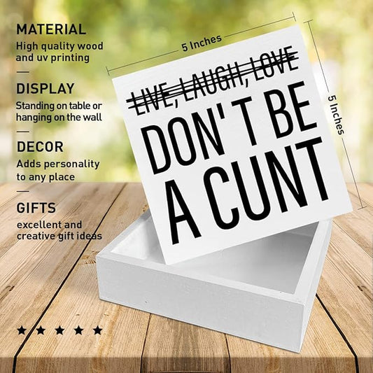 Home Office Desk Wooden Box Sign Decor, Live Laugh Love, Funny Desk Decor Humour Desk Decorations for Women Men Office
