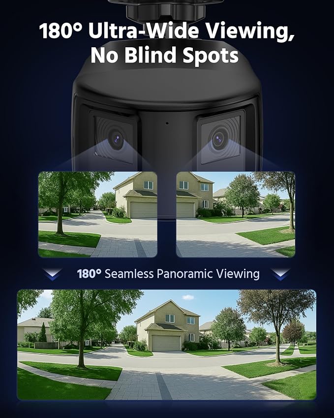 ANNKE FCD800 4K 8MP Dual-Lens PoE Security Camera, 2mm 180°Wide Angle, Smart Dual Light Color Night Vision, Two-Way Audio, Light&Sound Alarm, AI Human/Vehicle Motion Detection, H265+, IP67