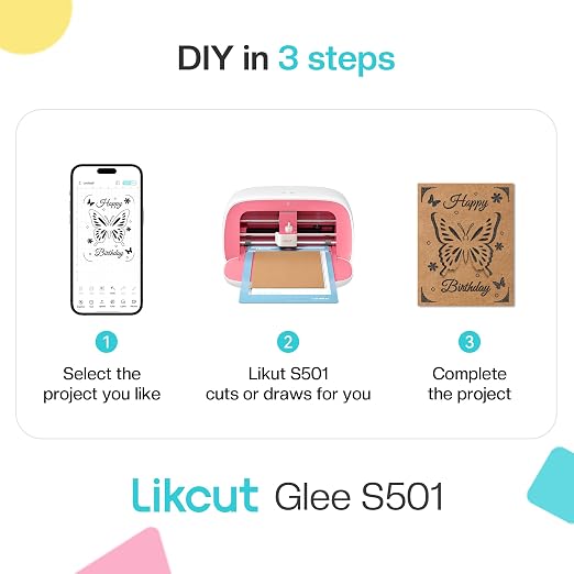 Likcut Vinyl Cutter Machine Cardstock Creator Bundle with Carrying Case & Accessories - Create a Sticker Machine, Portable Vinyl Printer for HTV, Cardstock and Creative DIY Joy