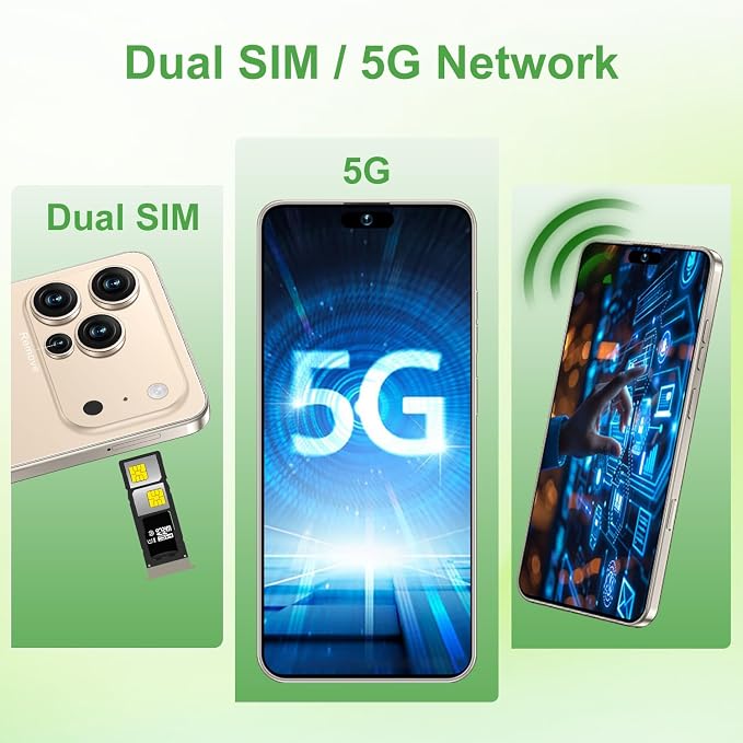 17 PMAX Unlocked Cell Phone,16GB+512GB Smartphone,6.99" HD Screen Android 15 5G Phones,Battery 7000mAh Android The Phone,Fingerprint Button Unlock/GPS/Face ID/Dual SIM/5G (Gold)