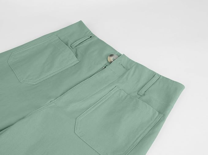 miduo Womens High Waisted Cropped Wide Leg Stretchy Straight Pants Trousers with Pockets