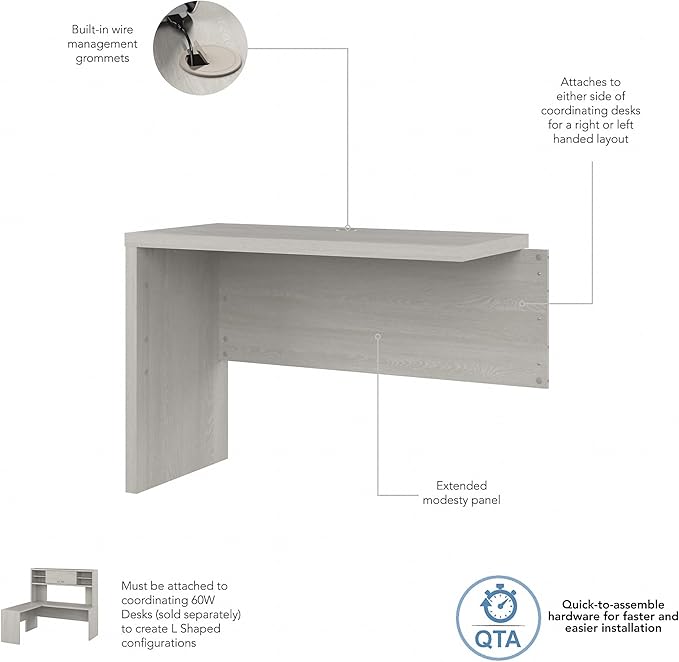 Bush Business Furniture Echo Desk Return/Bridge, Gray Sand
