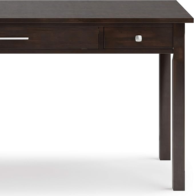 SIMPLIHOME Avalon SOLID WOOD Contemporary 60 Inch Wide Large Desk in Tobacco Brown, For the Office Desk, Writing Table, Workstation and Study Table