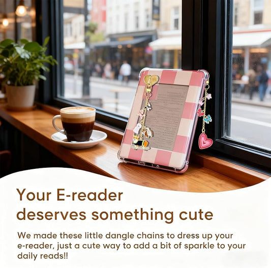Charm Chains for Kindle,Cute E-reader Phone Charm Bracelets Accessories Compatible for Kindle E-Reader Phone iPad AirPod,Gifts for Reader Booklovers