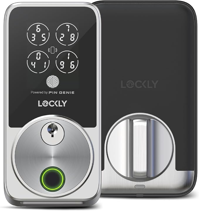 Lockly Secure Pro Smart Door Lock,Fingerprint Keyless Entry Door Lock,Apple Home Key Compatible,Auto Lock, App Remote Control,IP65 Waterproof,Easy Installation