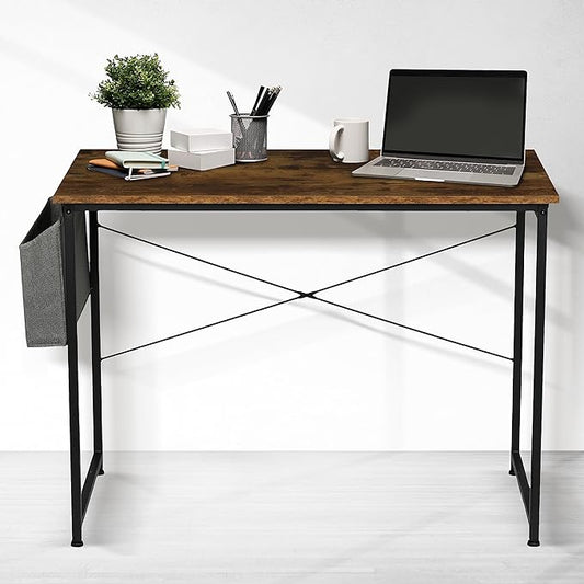 YSSOA 40/47 Inch Computer, Modern Simple Style Home Office, Study Student Writing, Vintage Wooden Desk, Brown