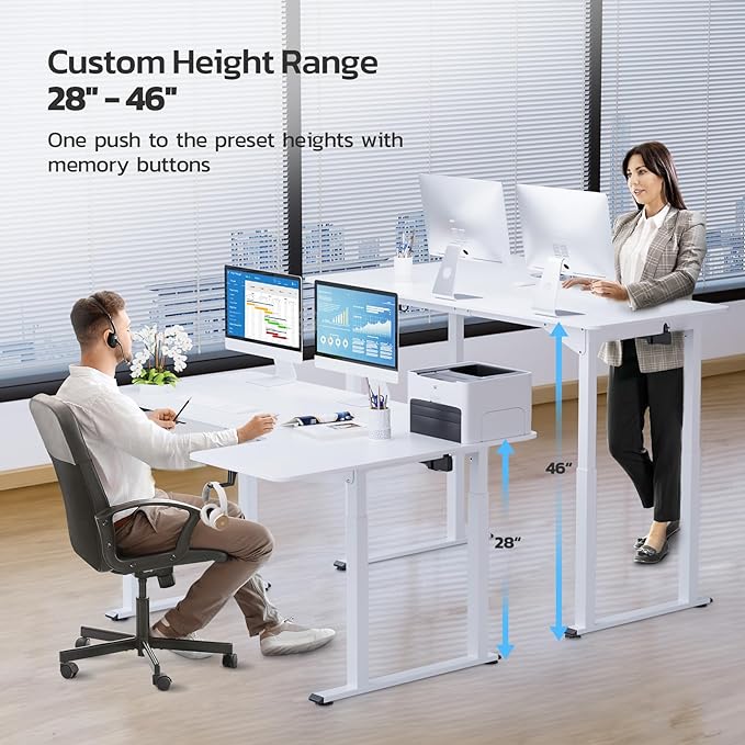 Dripex Standing Desk, 63"/ 71" L Shaped Desk Adjustable Height, Electric Corner Stand Up Desk Large Home Office Desk Computer Workstation, Dual Motor Sit Stand Desk 4 Legs, Super Stable