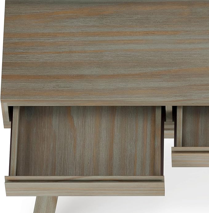 SIMPLIHOME Bowman SOLID WOOD Modern Industrial 54 Inch Wide Flip Up Desk in Distressed Grey, For the Office Desk, Writing Table, Workstation and Study Table
