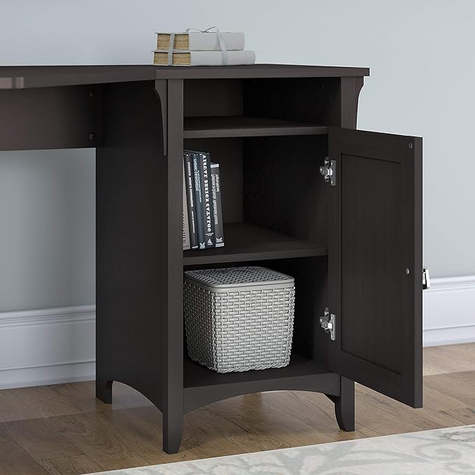 Bush Furniture Salinas 55, Corner Desk with Storage Cabinet, Vintage Black (SAD155VB-03)