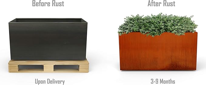 PLANTERCRAFT Corten Steel Planter Rectangle Outdoor Metal Garden Box Heavy Duty | Made in USA | Fully Assembled