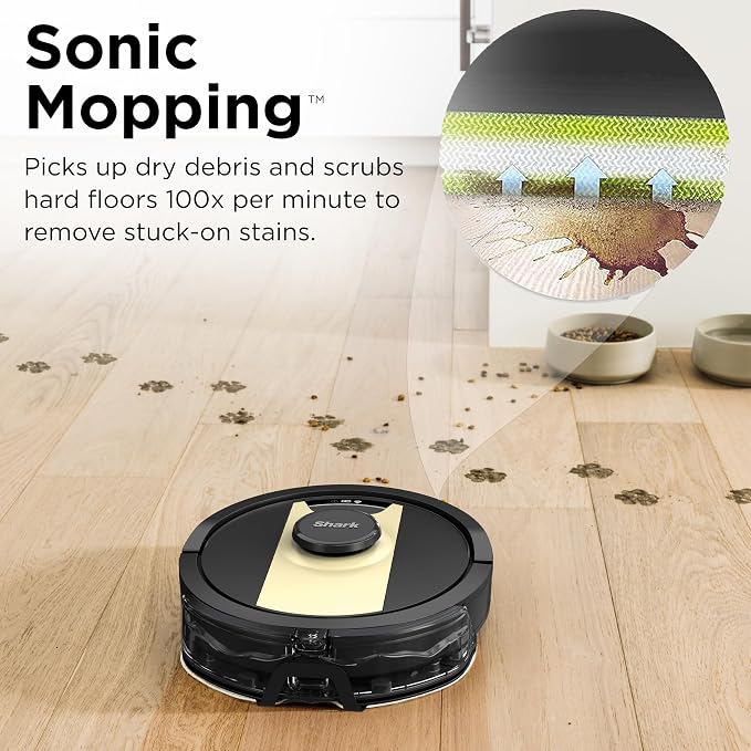 Shark IQ 2-in-1 Robot Vacuum and Mop with Row-by-Row Cleaning, Perfect for Pet Hair, Compatible with Alexa, No Self-Empty Base, Black/Bronze, RV2410WD