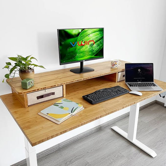 VWINDESK 80 x 30 x 1 Inch 100% Solid Bamboo Desk Table Top Only,for Standing Desk Home Office Desk with 80mm grommets(Right Angle)