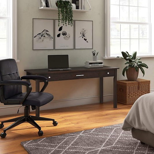 SIMPLIHOME Avalon SOLID WOOD Contemporary 60 Inch Wide Large Desk in Tobacco Brown, For the Office Desk, Writing Table, Workstation and Study Table
