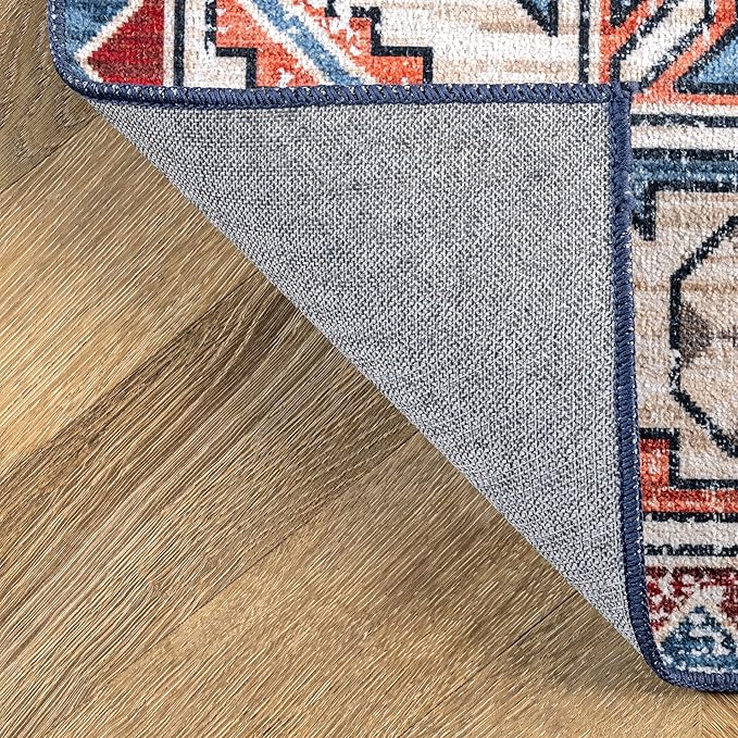 nuLOOM Marli Machine Washable Faded Medallion Ultra Thin Accent Rug, 2' x 3', Rust