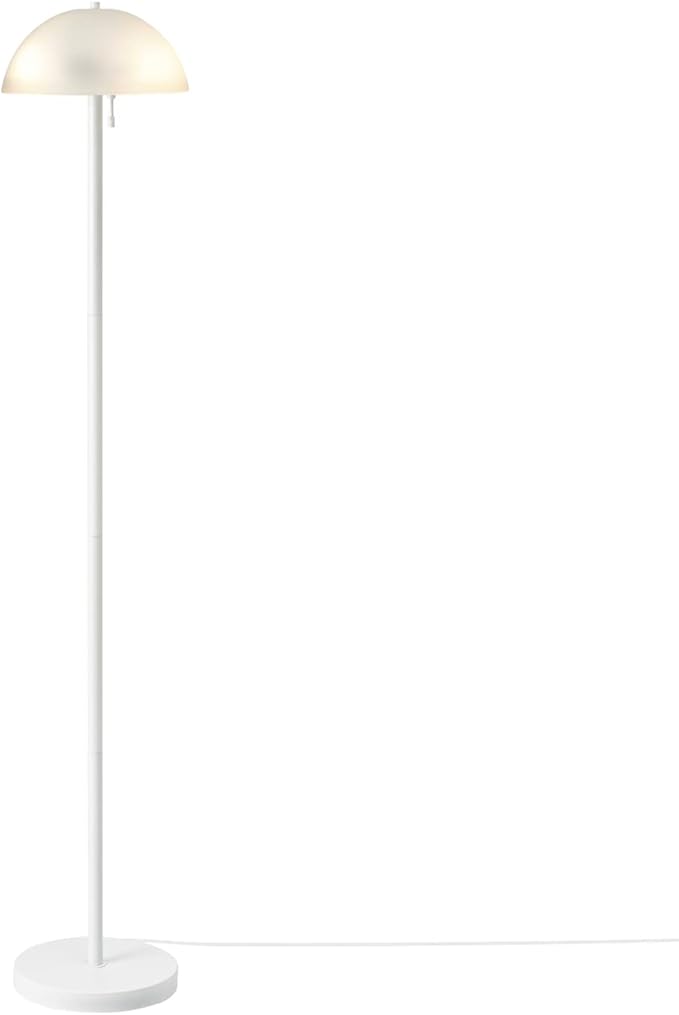 Globe Electric 67526 Dixon 65" 2-Light Floor Lamp, Matte White, Frosted Glass Shade, Vertical Pull-Chain Stepless Dimmer Switch