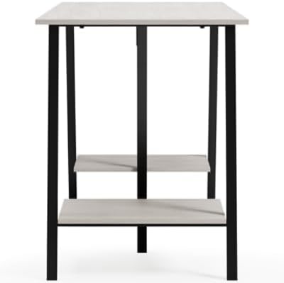 Signature Design by Ashley Bayflynn Modern Home Office Desk or Drafting Table with Sawhorse Legs, White & Black